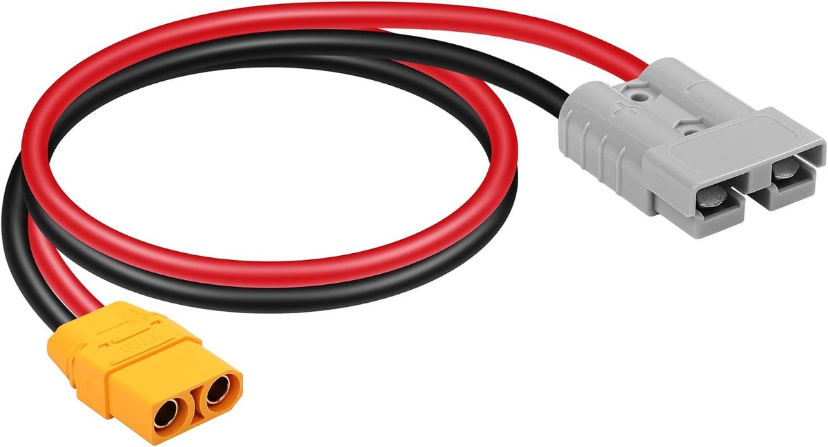 CERRXIAN 10 AWG 50A Battery Connector to XT90 Cable, XT90 Female Head to 50A Cable for Outdoor Power Banks, Lithium - ShopVlot