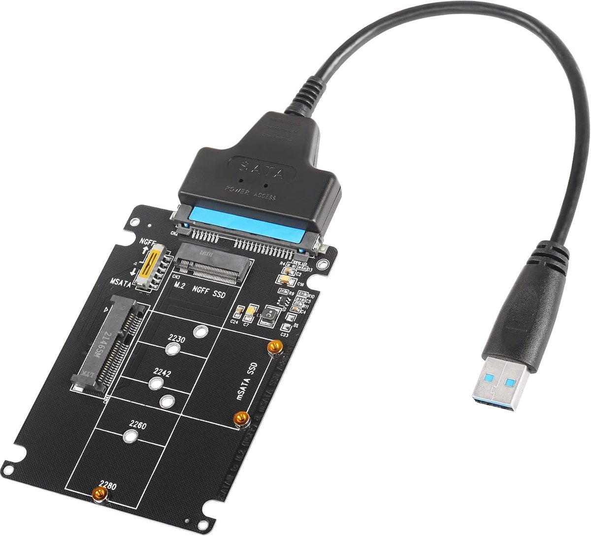 CERRXIAN 2-in-1 M.2 NGFF or mSATA to SATA 3.0 adapter, supports SATA NGFF B/B + M Key SSD - ShopVlot