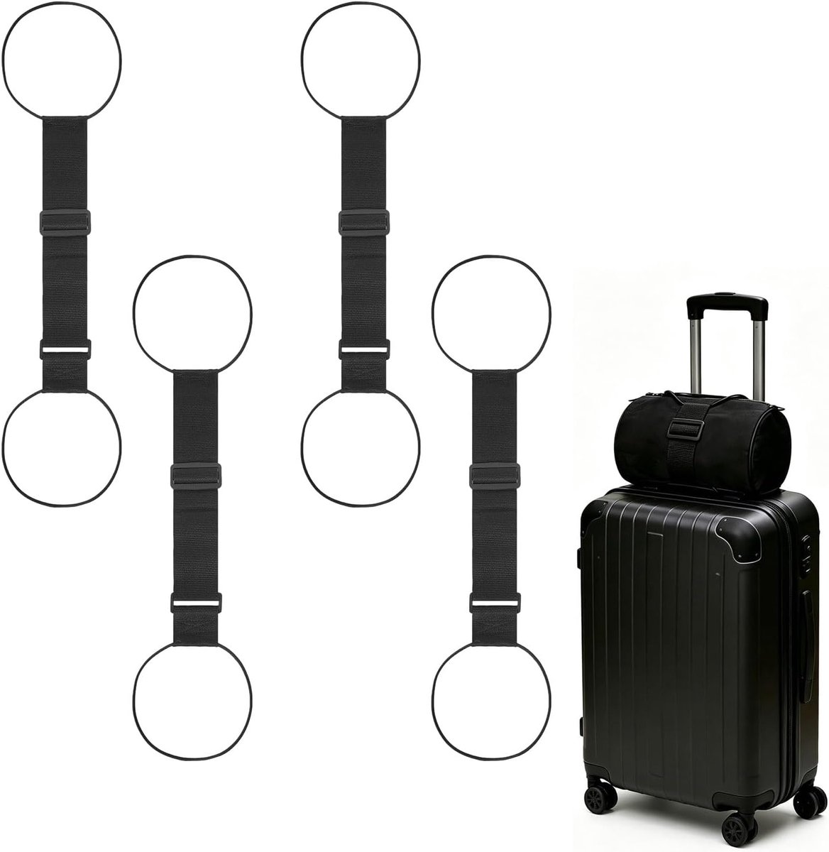 4 stuks kofferriemen, elastische bevestigingsriemen voor bagage, verstelbare bungee-riemen voor koffer - ShopVlot