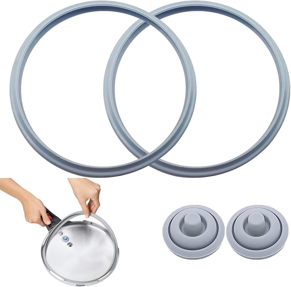 2 stuks afdichtingsring 22 cm voor WMF, snelkookpan rubberen ringen met kooksignaalafdichting voor WMF 6068559990 - ShopVlot