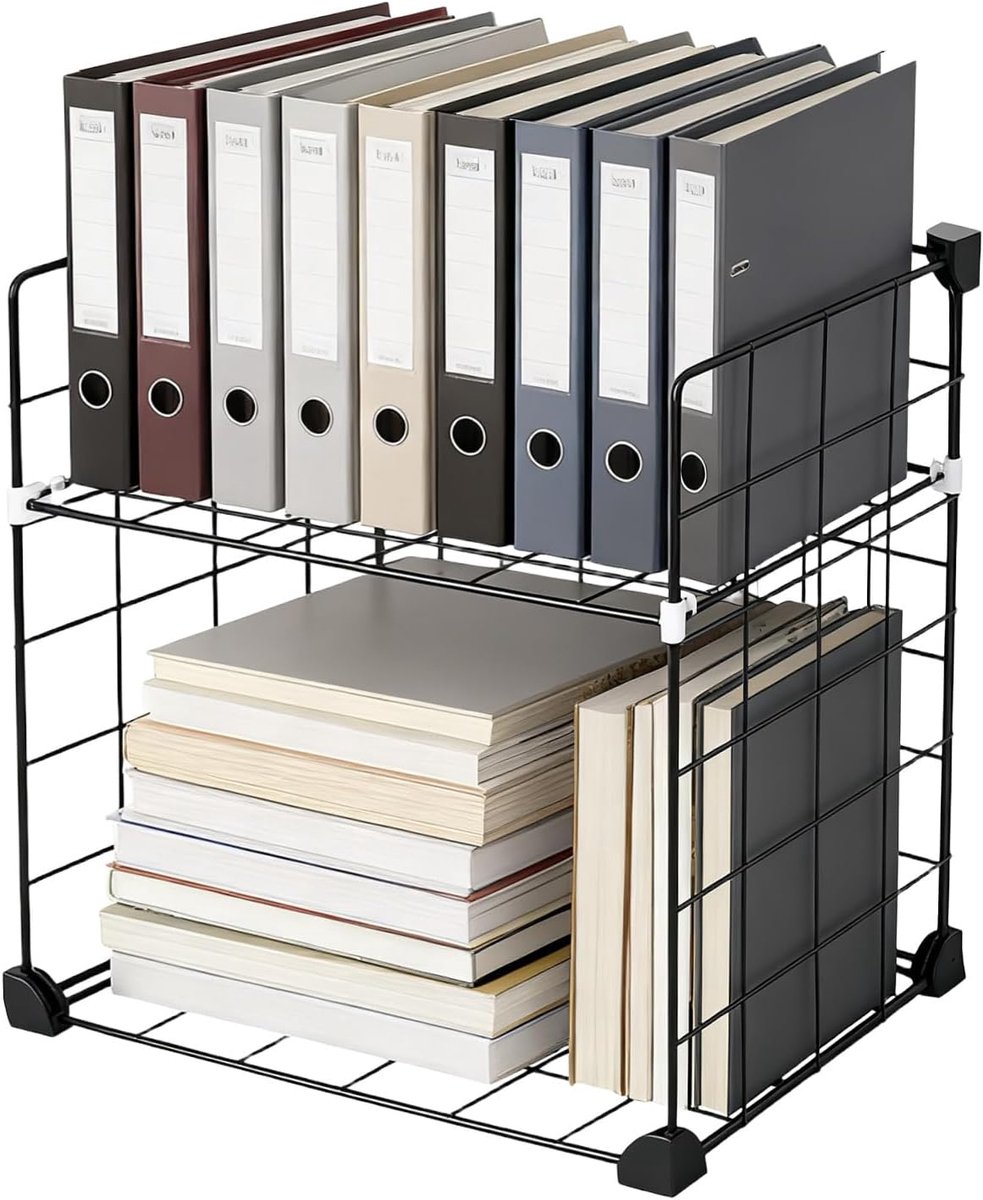 2 Tier Desk Organizer, 32 x 32 x 22 cm, Stable Desk Organiser with Storage Compartments for Office Organization, Desk - ShopVlot