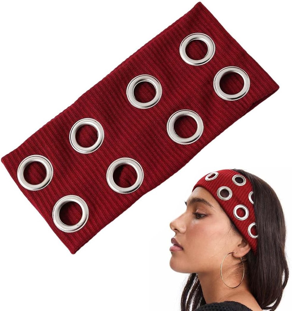 1 Pezzo Fascia Per Capelli Donna Cerchietto Alla Moda Con Fori, Accessorio Stile Y2K Punk Per Allenamento, Yoga, Corsa - ShopVlot