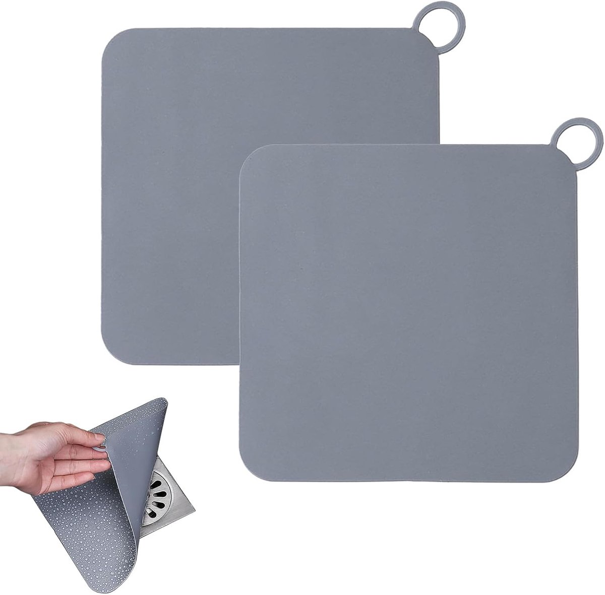 2 stuks siliconen vloerafvoermat, vierkant, 20 x 20 cm, vloerafvoermat, anti-geur afvoerstop douche, siliconen - ShopVlot
