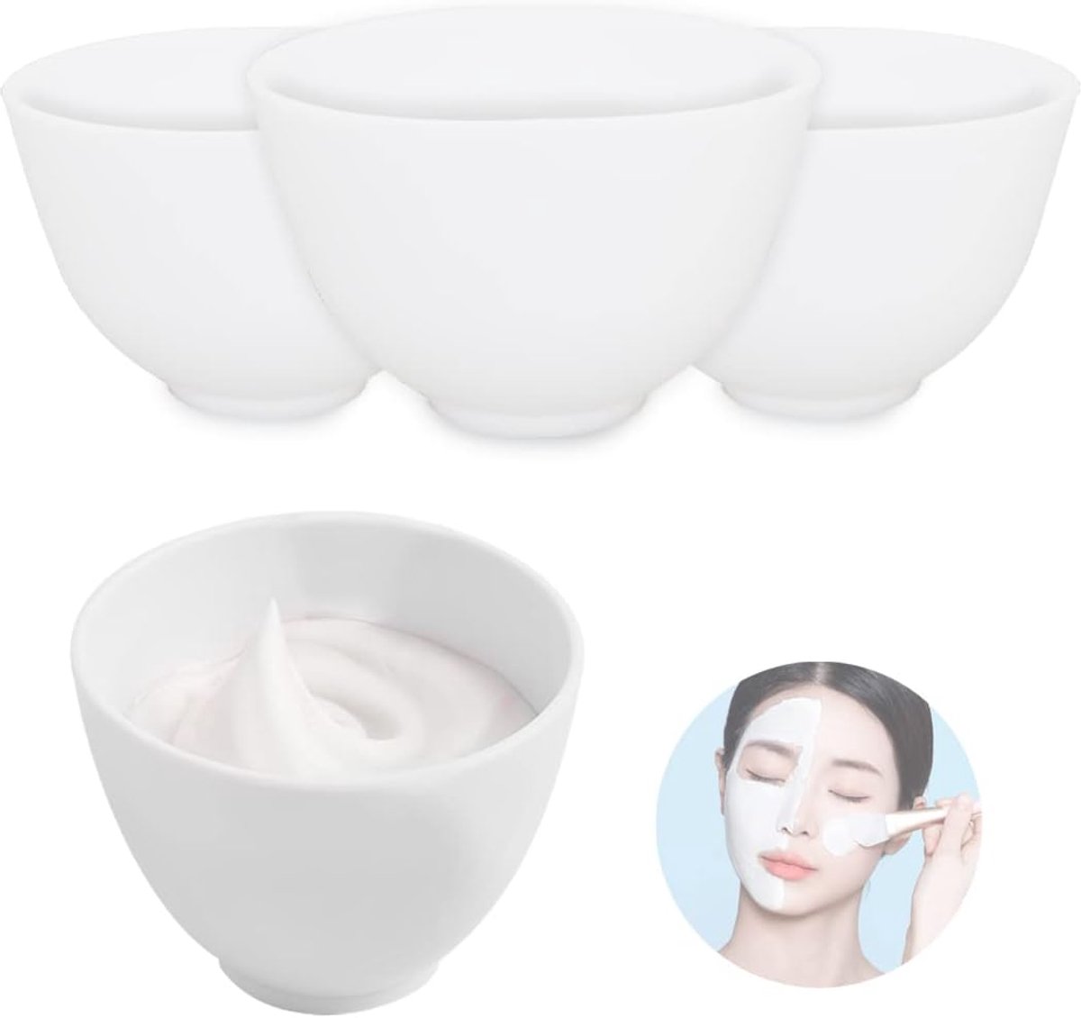FERCAISH 4 stuks doe-het-zelf gezichtsmasker mengkom, magnetronbestendige siliconen gezichtsmodderkom, cosmetische - ShopVlot