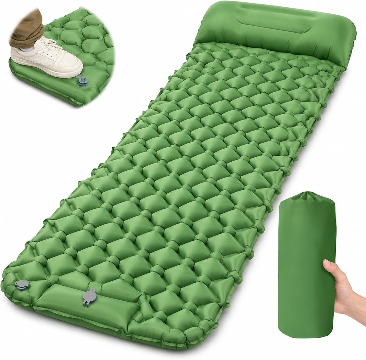 Isomat voor camping, zelfopblazend matras met voetpomp, ultralicht, opvouwbaar, voor wandelen, trekking, tent - ShopVlot