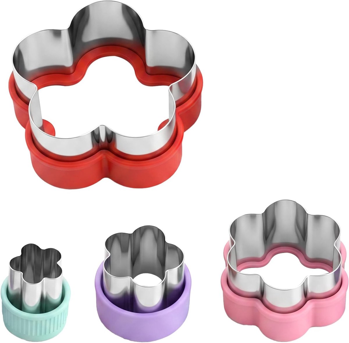 4 pieces flower cookie cutters, stainless steel cookie cutters, flower set, 4 sizes cookie cutters, flower cookie - ShopVlot