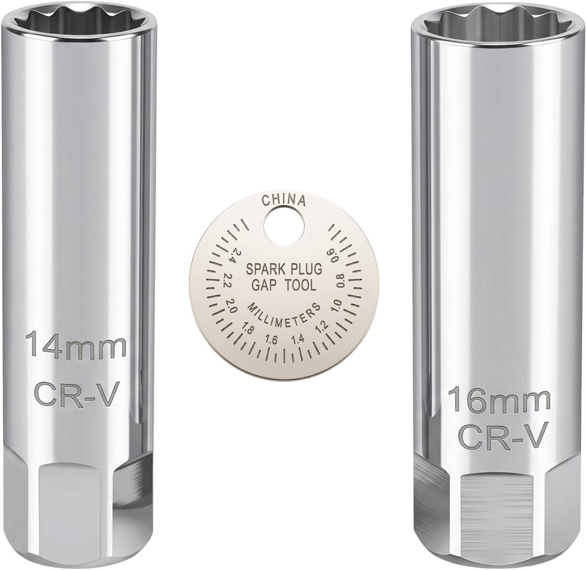 Pack of 3 Spark Plug Wrench Set, Spark Plug Wrench 14mm and Spark Plug Wrench 16 mm, 12-Way Thin Wall 3/8, Spark Plug - ShopVlot