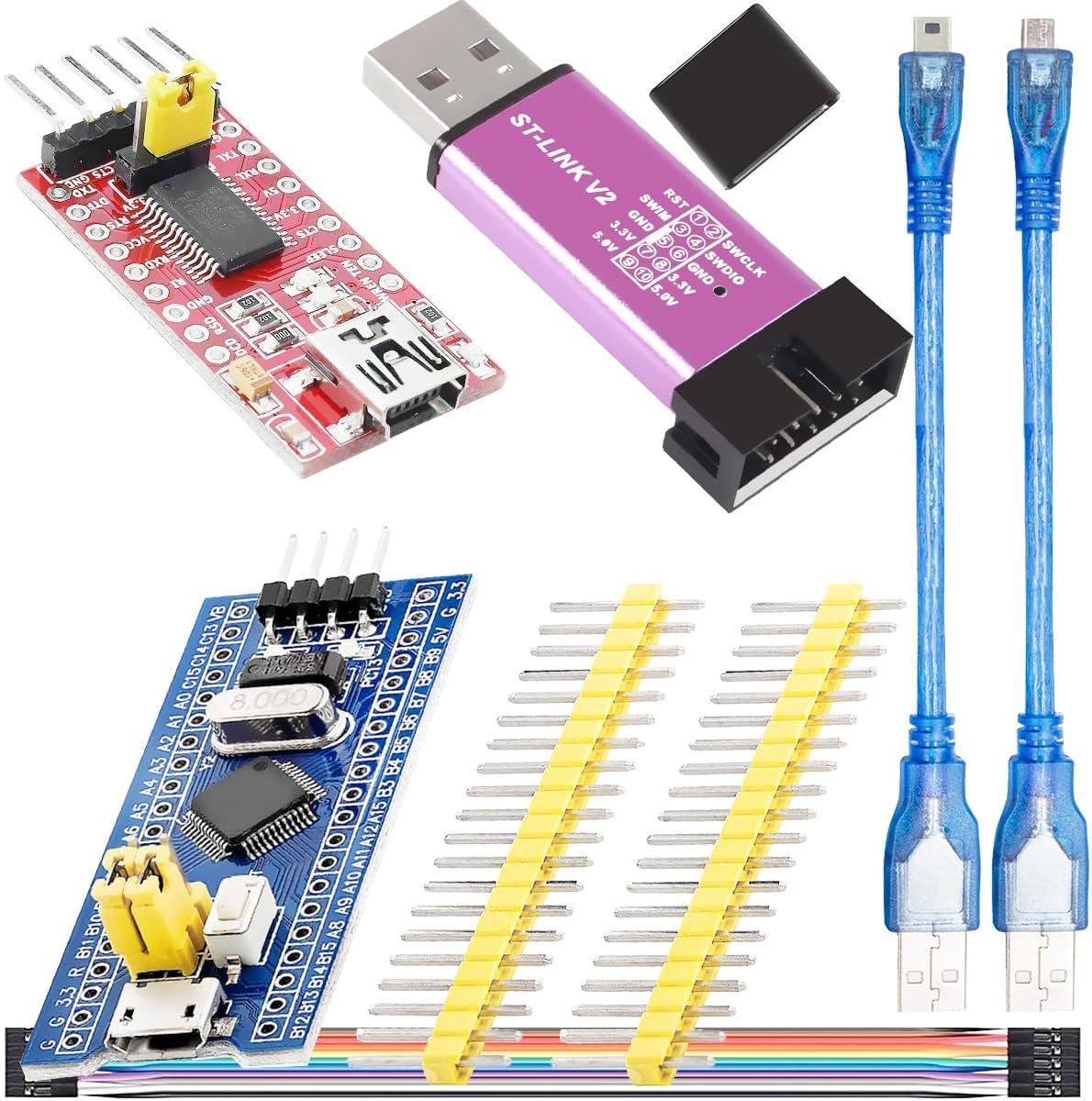 ST-Link V2 emulator Downloader STM32F103C8T6 ARM development board FT232RL FTDI Mini USB to TTL serial converter kit - ShopVlot