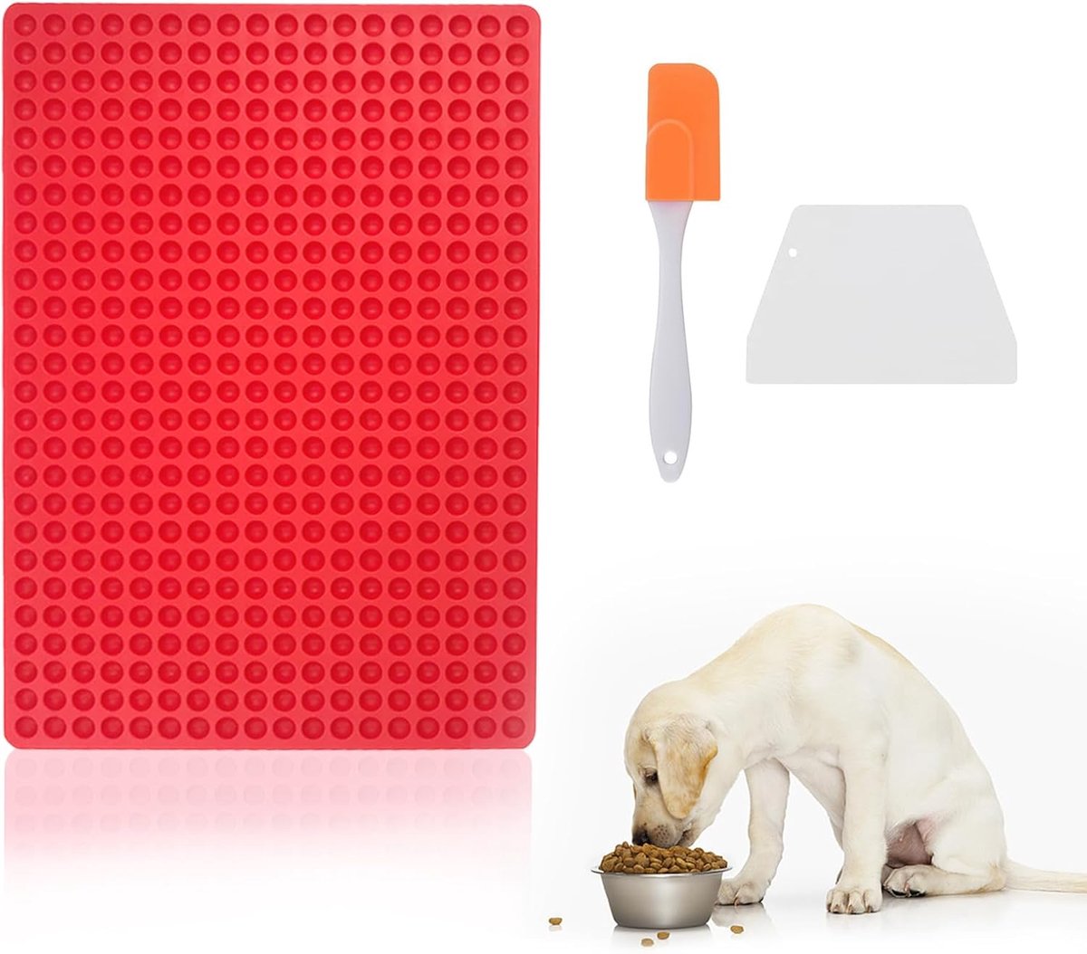 Silicone Baking Mat Half Ball Baking Mat 468 Holes Dog Biscuits Baking Mat with Scraper and Scraper for Cookies and - ShopVlot