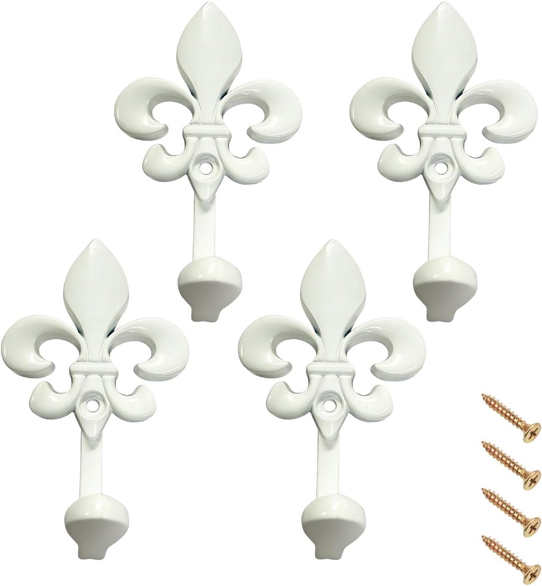 Witte wandhaken vintage metalen Fleur-de-Lis design gordijn embrasses met schroeven decoratieve garderobehaken voor - ShopVlot