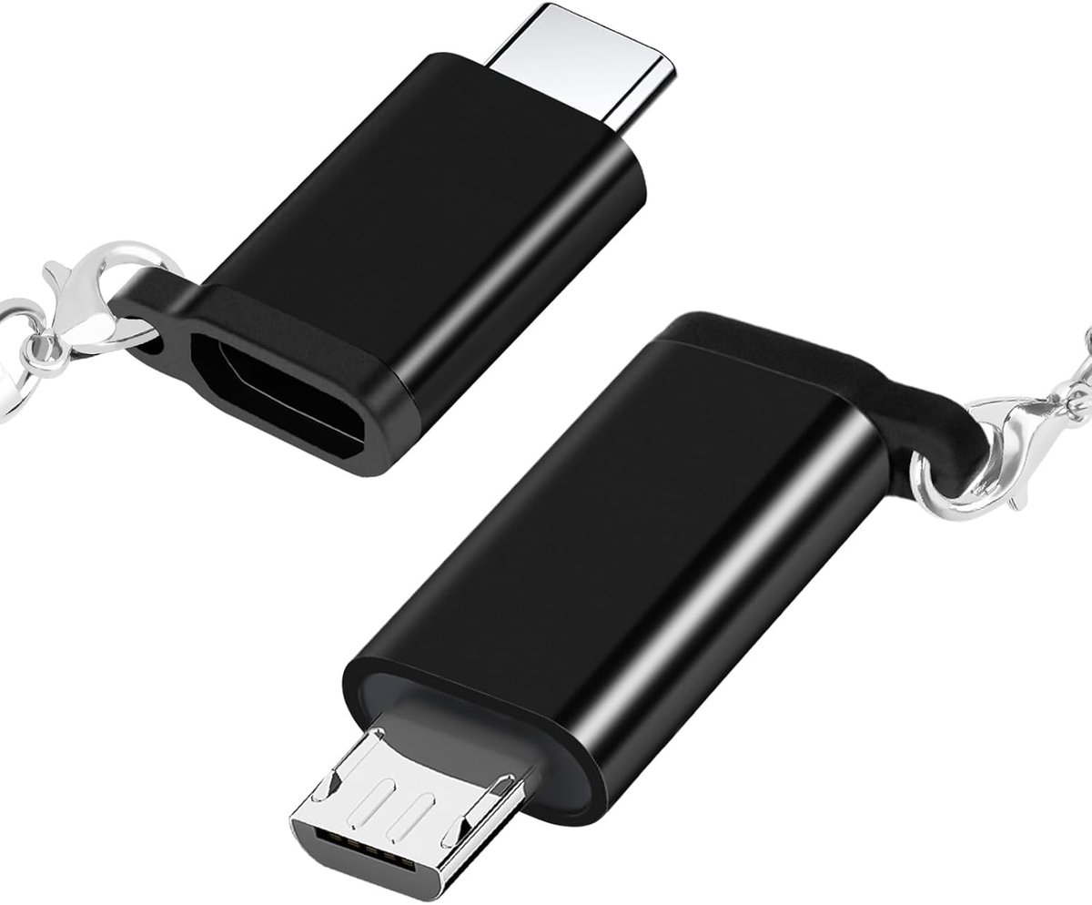 USB C-adapter (2 stuks, zwart), type C-stekker naar micro-aansluiting, micro-stekker naar type C-aansluiting, met - ShopVlot