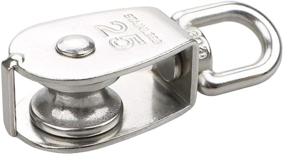4pcs M25 Single Pulley Block, 304 Stainless Steel Pulley Roller, 360° Swivel Pulley 150KG Load for Crane Swivel Hook - ShopVlot