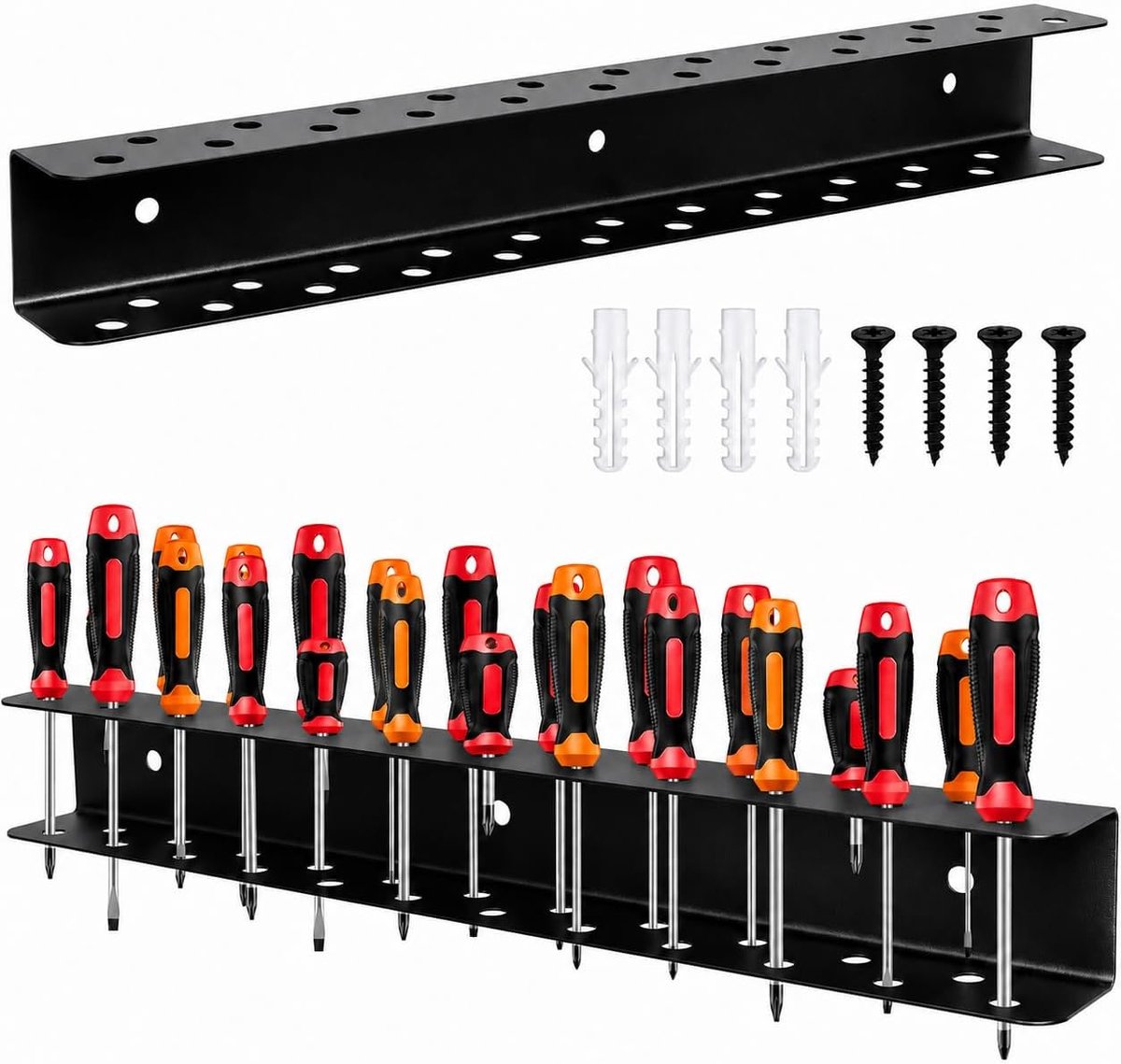 Schroevendraaierhouder wandmontage - gelegeerd staal - ruimtebesparend ontwerp - houdt gereedschap binnen handbereik - ShopVlot