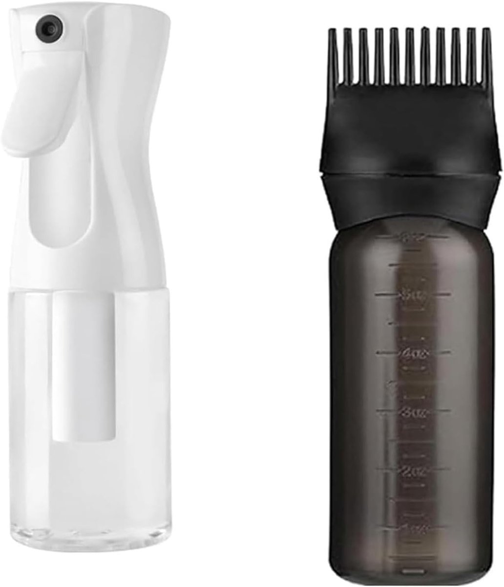 Vernevelspuiten met Kamapplicator, 2 stuks 200ml Fijne Mist Sprayflessen voor Haarstyling, Plantenverzorging en Schoonmaak