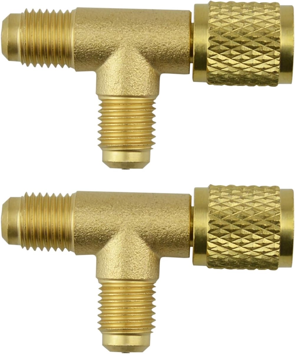 Valve Core T Adapter 1/4 Inch SAE - Messing - Sterke afdichting - Ideaal voor R22 R12 R134 - ShopVlot