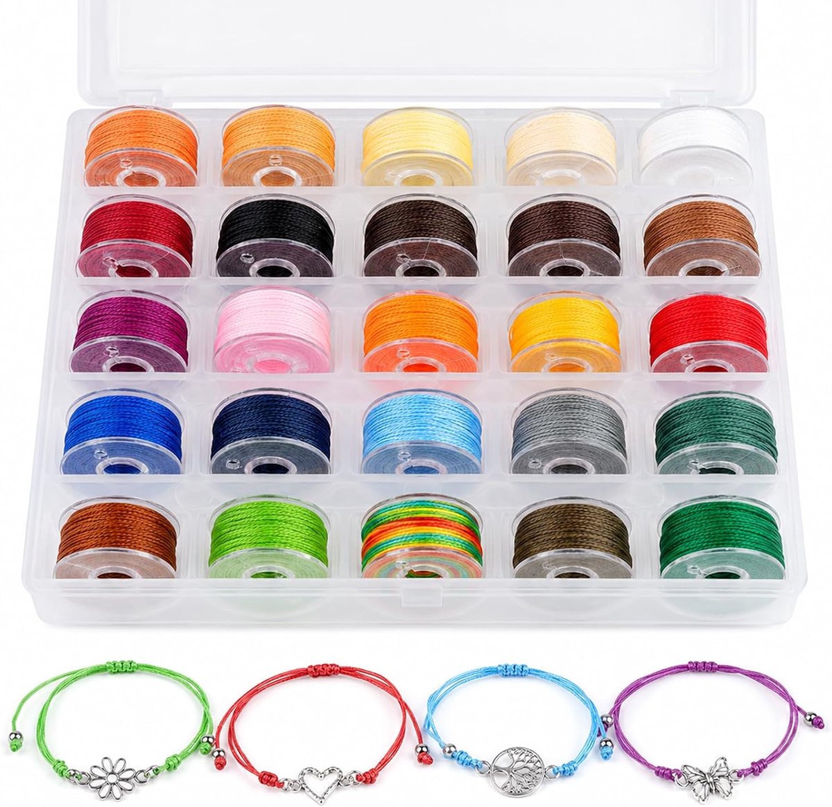 Waxkoordset 36 rollen - polyesterkoord 0,55 mm x 10 m - 36 kleuren - perfect voor knutselen - ShopVlot