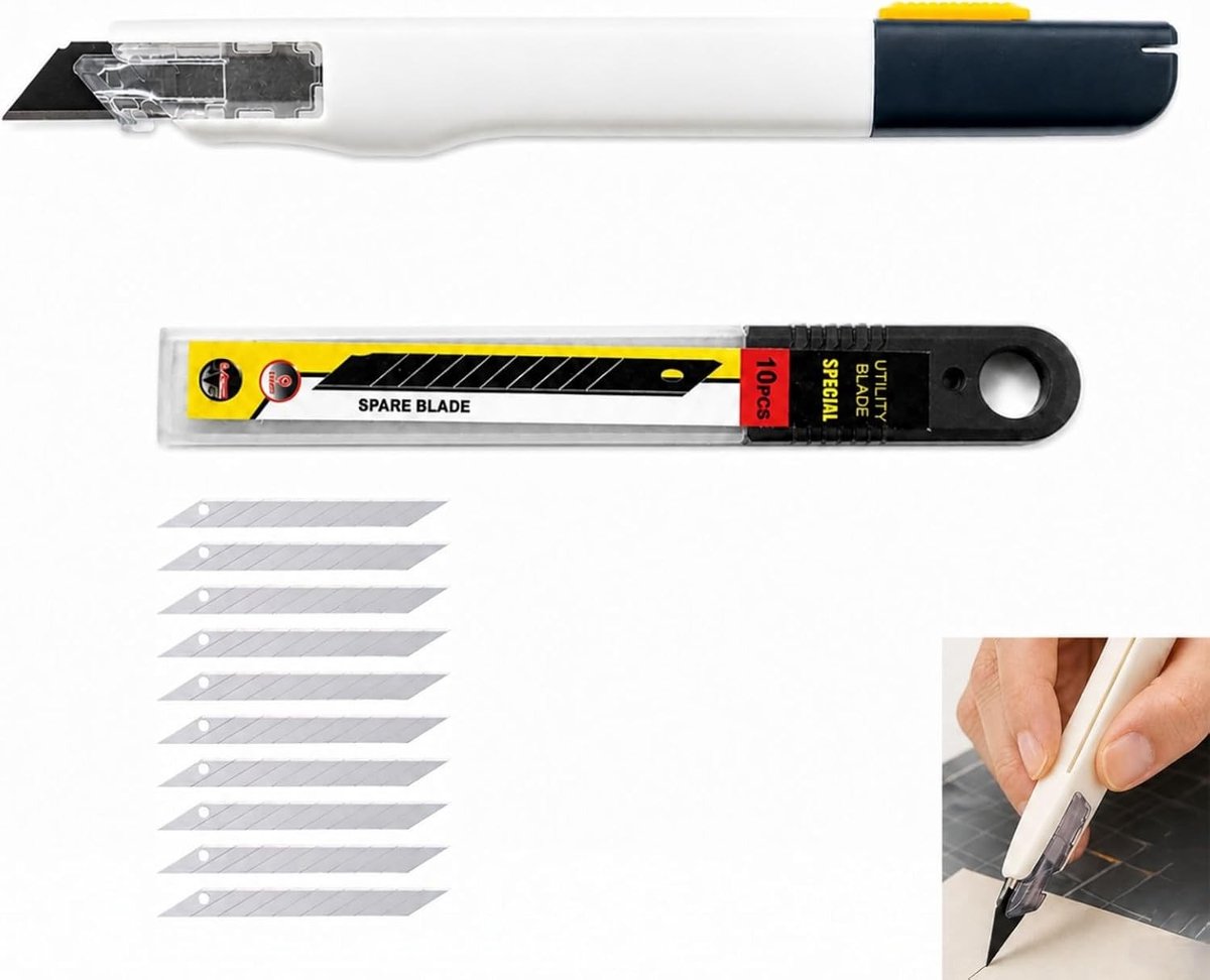 Precisie Snijset met 10 Bladen, Handig Gereedschap voor Creatief Werk en Modelbouw, Ideaal voor Papier en Karton Knutselprojecten