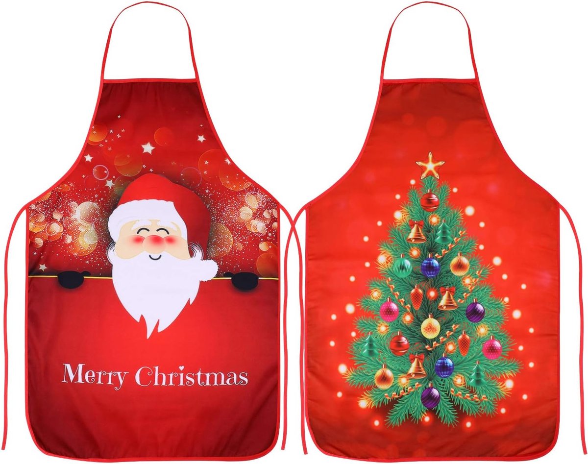 Keuken schort M - kerstman en kerstboom - feestelijk design - ideaal voor kerst diner - ShopVlot