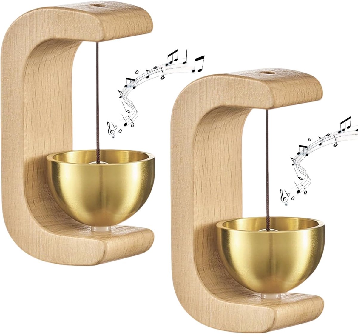 Deurbel massief hout - messing bel - vintage design - perfect voor thuis en cafés - ShopVlot