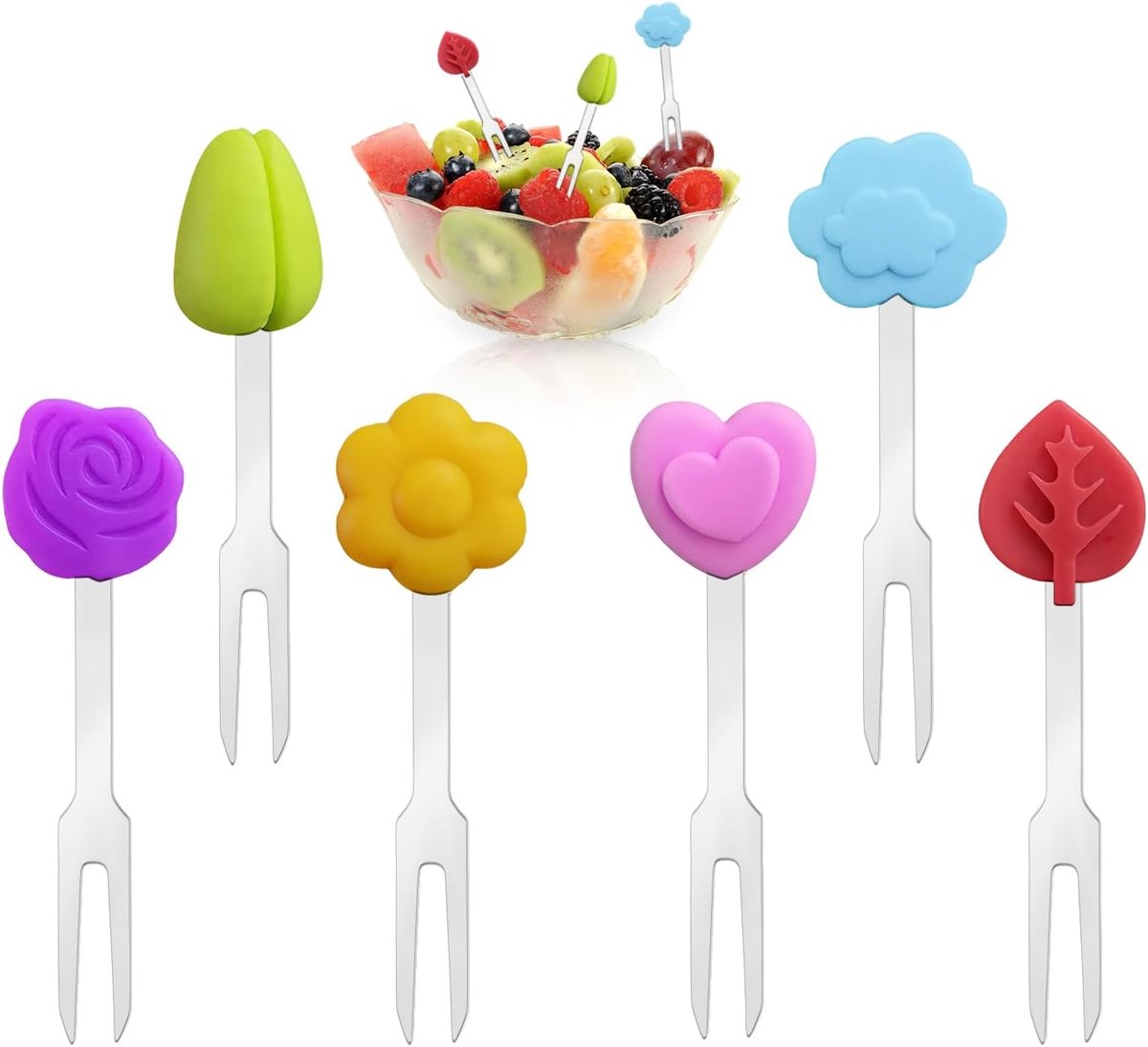 Fruitvorken voor kinderen - 6 stuks roestvrij staal - mini dessert vorken - ideaal voor fruit en salades - ShopVlot
