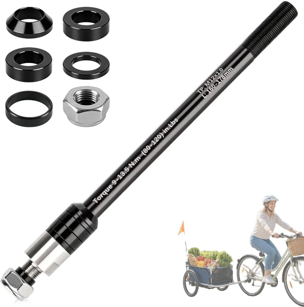 Steekas fietskar M12x1.0 160-178 mm - aluminiumlegering - verstelbare schachtlengte - eenvoudig aan te passen - ShopVlot