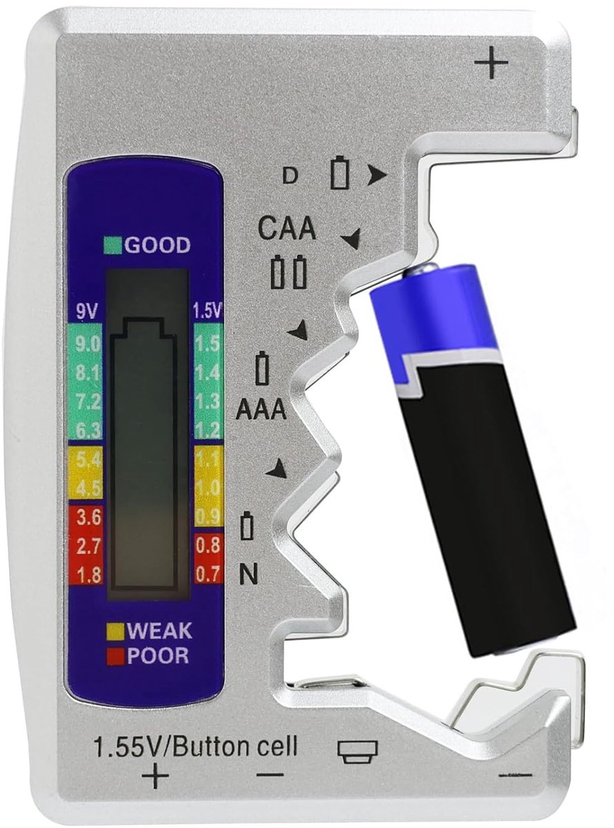 Digital batterijtester - LCD-display - universele batterijmeter - snelle batterijcontrole - ShopVlot
