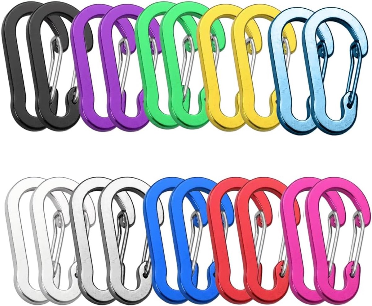 Carabiner haak 20 stuks 5 cm - aluminium - 10 kleuren - ideaal voor sleutels en kamperen - ShopVlot
