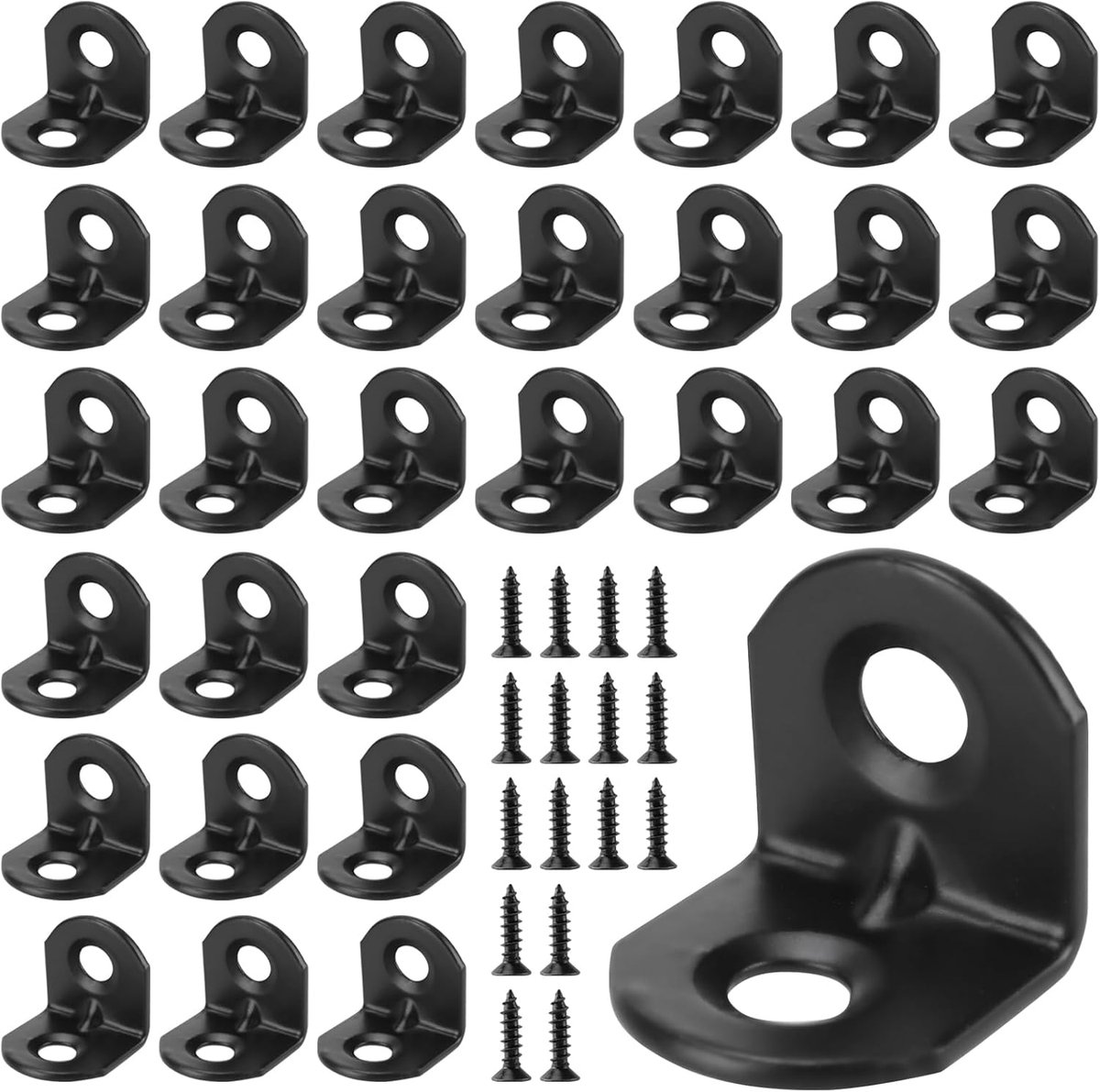 Hoekverbinders 19 x 19 mm - Zwart met schroef - Duurzaam staal - Voor meubelverbindingen - ShopVlot