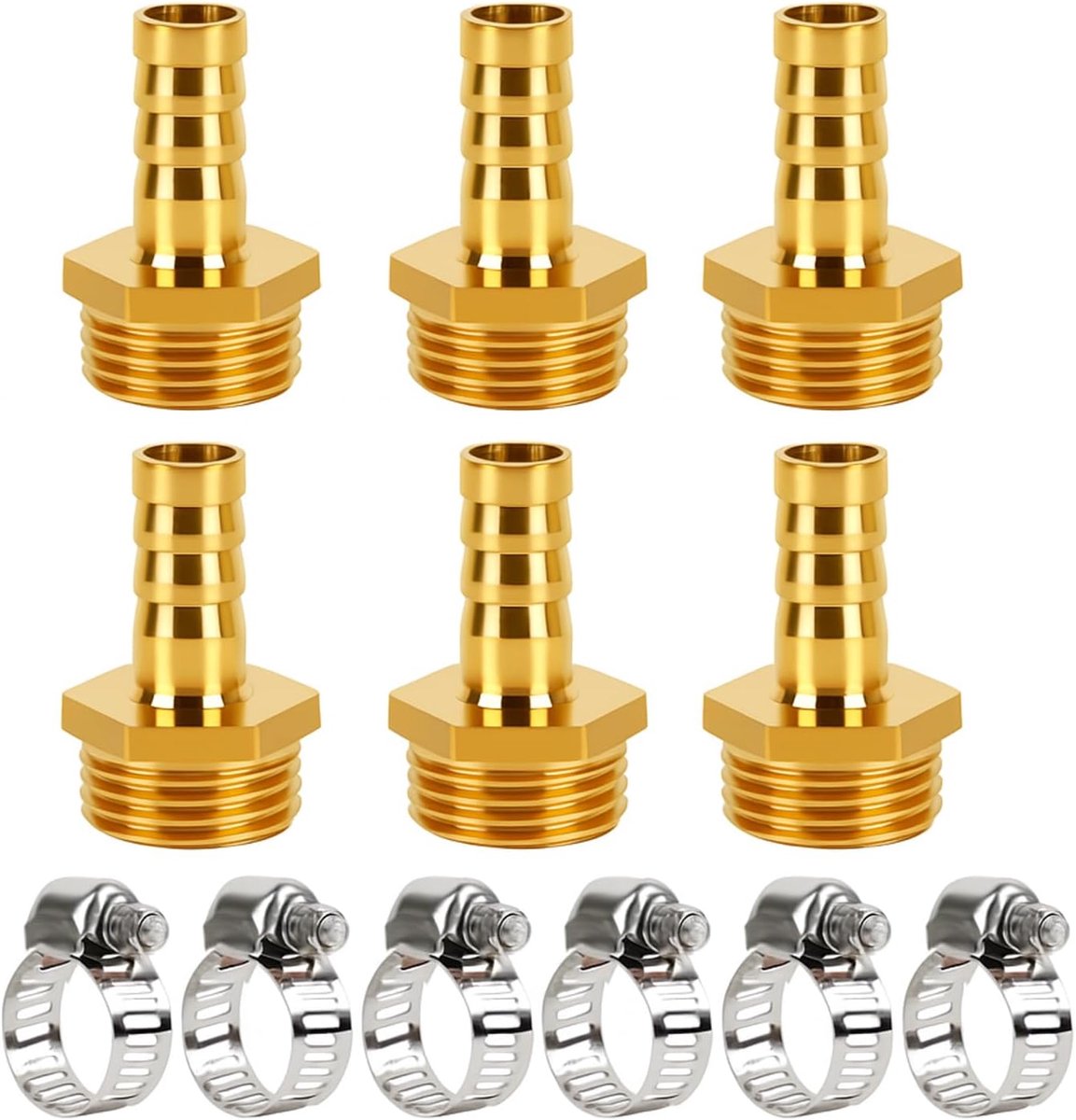 Hose connectors 10 mm - messing - met 1/2 inch draad - ideaal voor water en gas - ShopVlot