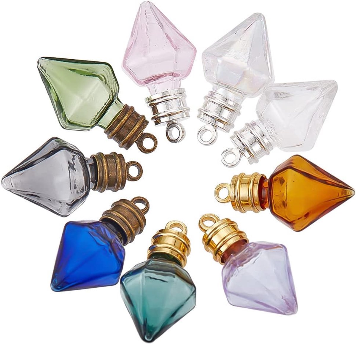 Mini glazen wensflessen 5ml - 9 kleuren - decoratieve glazen voor DIY - ideaal voor bruiloften en feestdecoratie - ShopVlot