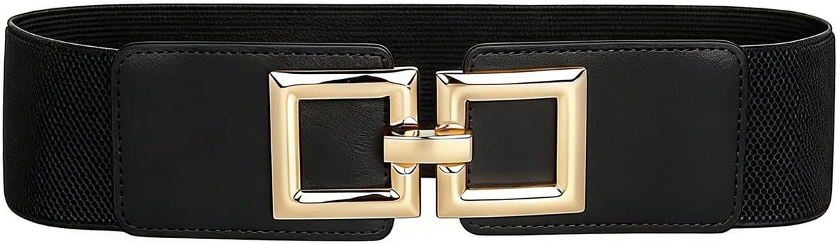 Brede elastische tailleriem dames - retro leren riem - vierkante gesp - perfect voor dagelijks gebruik - ShopVlot
