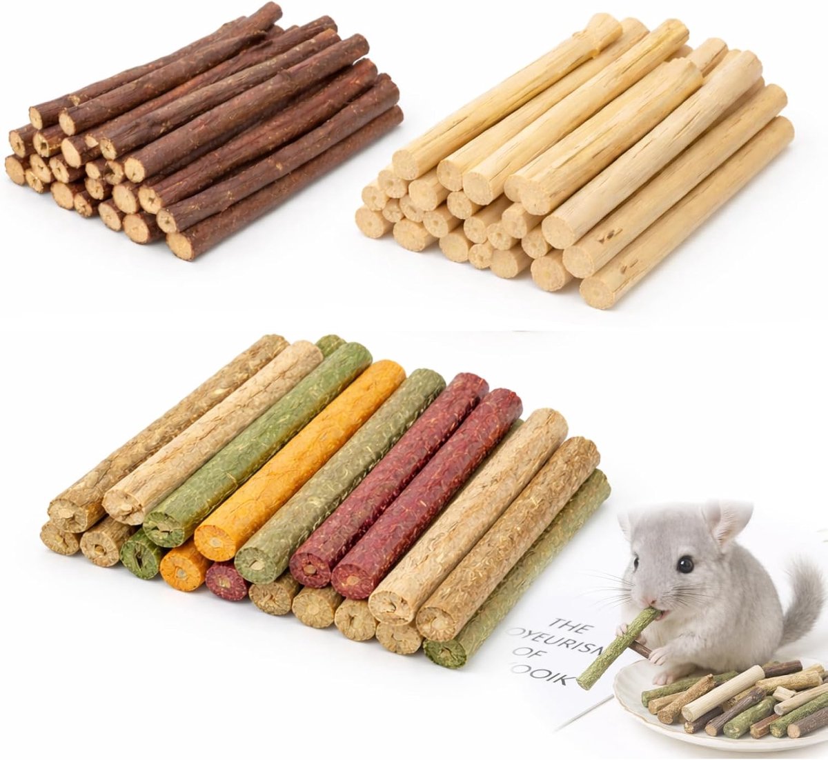 Natuurlijke knaagsticks 500 g - Timothy, haver en biet - 85 stuks - 100% natuurlijk en vezelrijk - ShopVlot