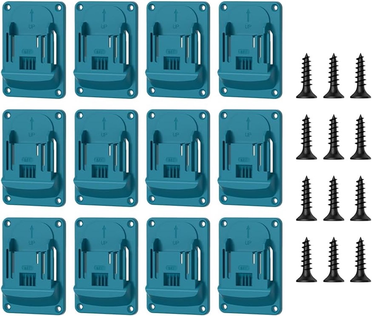 Wandhouder gereedschap 12 stuks - blauw - voor Makita 18V - stabiele plaatsing elektrisch gereedschap - ShopVlot