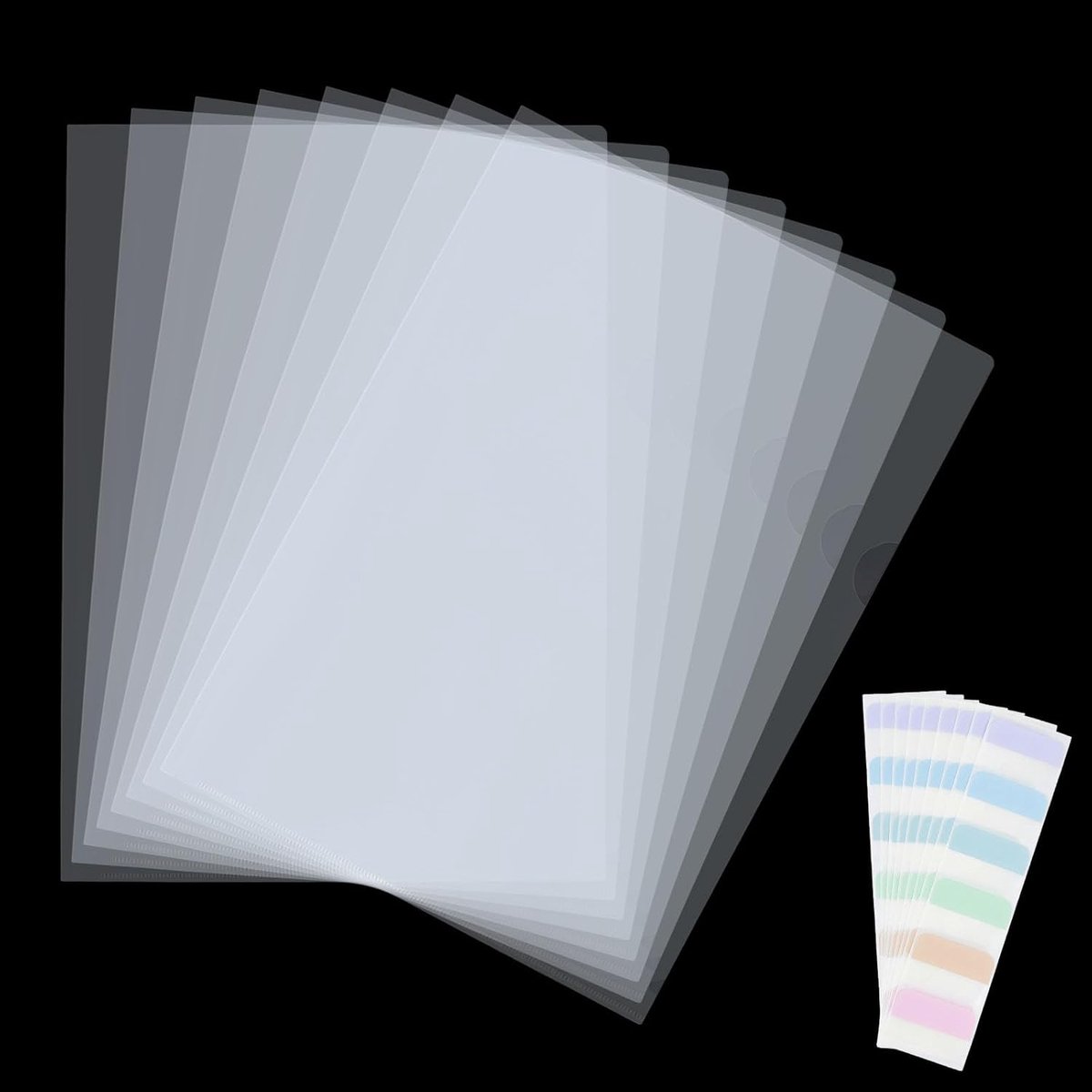 Transparante plastic mappen 20 x 30 cm - 120 stuks met etiketten - documentenbeschermers voor kantoor en school - ShopVlot