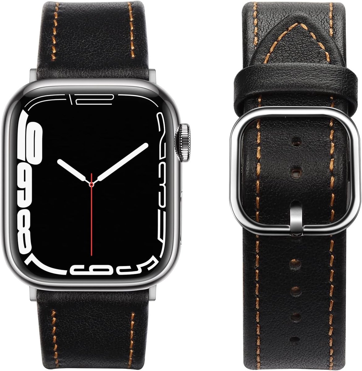 Smartwatch band 49mm 45mm - leren vervangband - geschikt voor Apple Watch Ultra SE Series 1 t/m 8 - ShopVlot