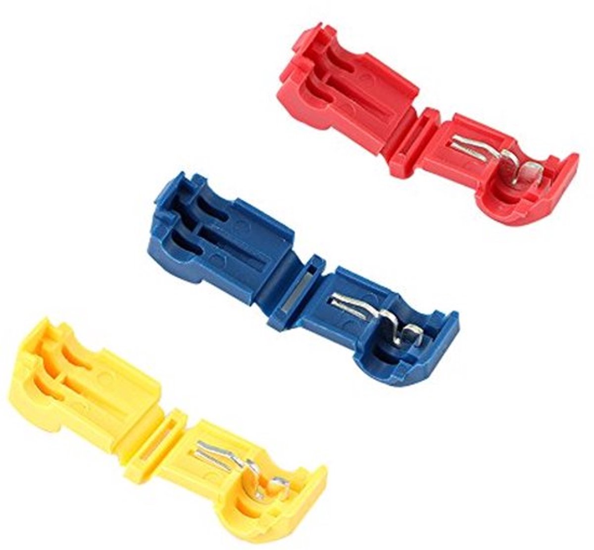 60 stuks (30 paar) premium T-Tap draadconnectoren, T-Tap elektrische connectoren en volledig geïsoleerde mannelijke spade connectorenset (rood 20 stuks, blauw 20 stuks, geel 20 stuks)