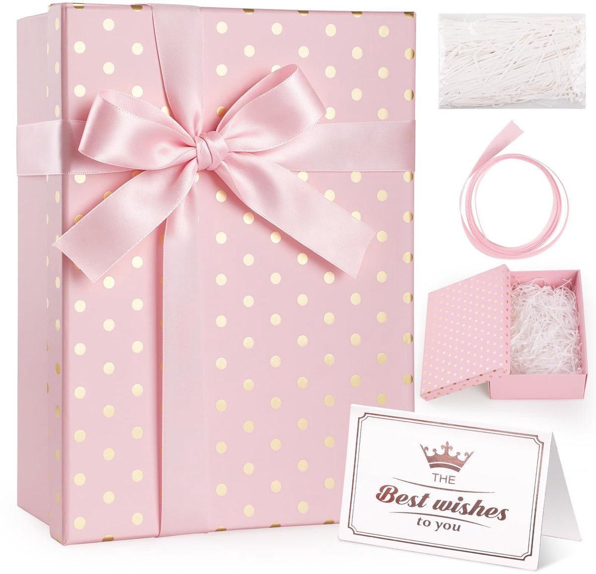 Solidchoice - Roze Geschenkdoos met Scharnierdeksel van Raffia en Karton