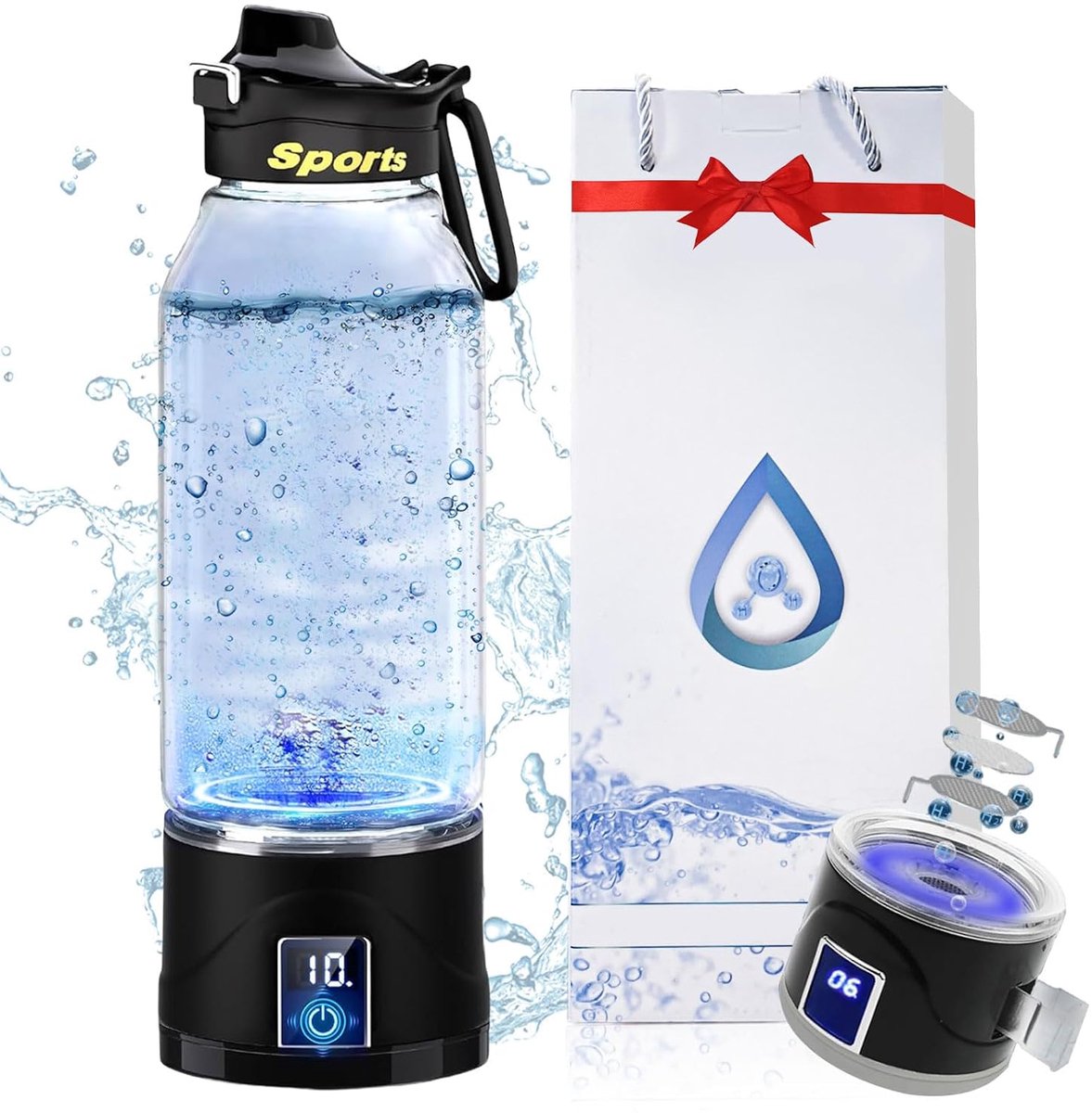 Waterfles waterstof 1 liter - SPE en PEM technologie - 10 minuten elektrolyse - ideaal voor sport en reizen - ShopVlot