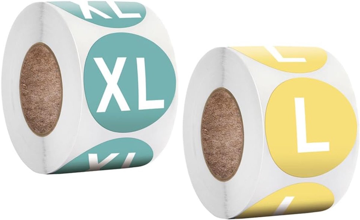 Kledingmaat stickers 1 inch - Zelfklevend papier - 2 rollen met 500 stuks - Handig voor kledinglabels - ShopVlot
