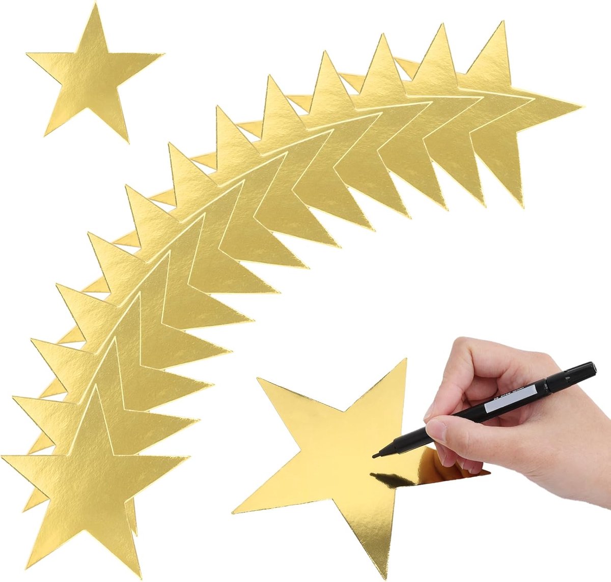 Papieren Sterren 15cm - Gouden Glitter - Dubbelzijdig - Perfect voor Decoratie - ShopVlot