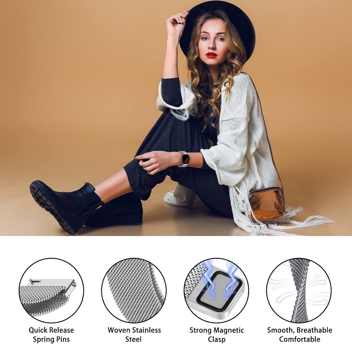 Horlogeband 18mm 20mm 22mm - Magnetische RVS Mesh - Ademend en Comfortabel - Perfecte Vervangband - ShopVlot