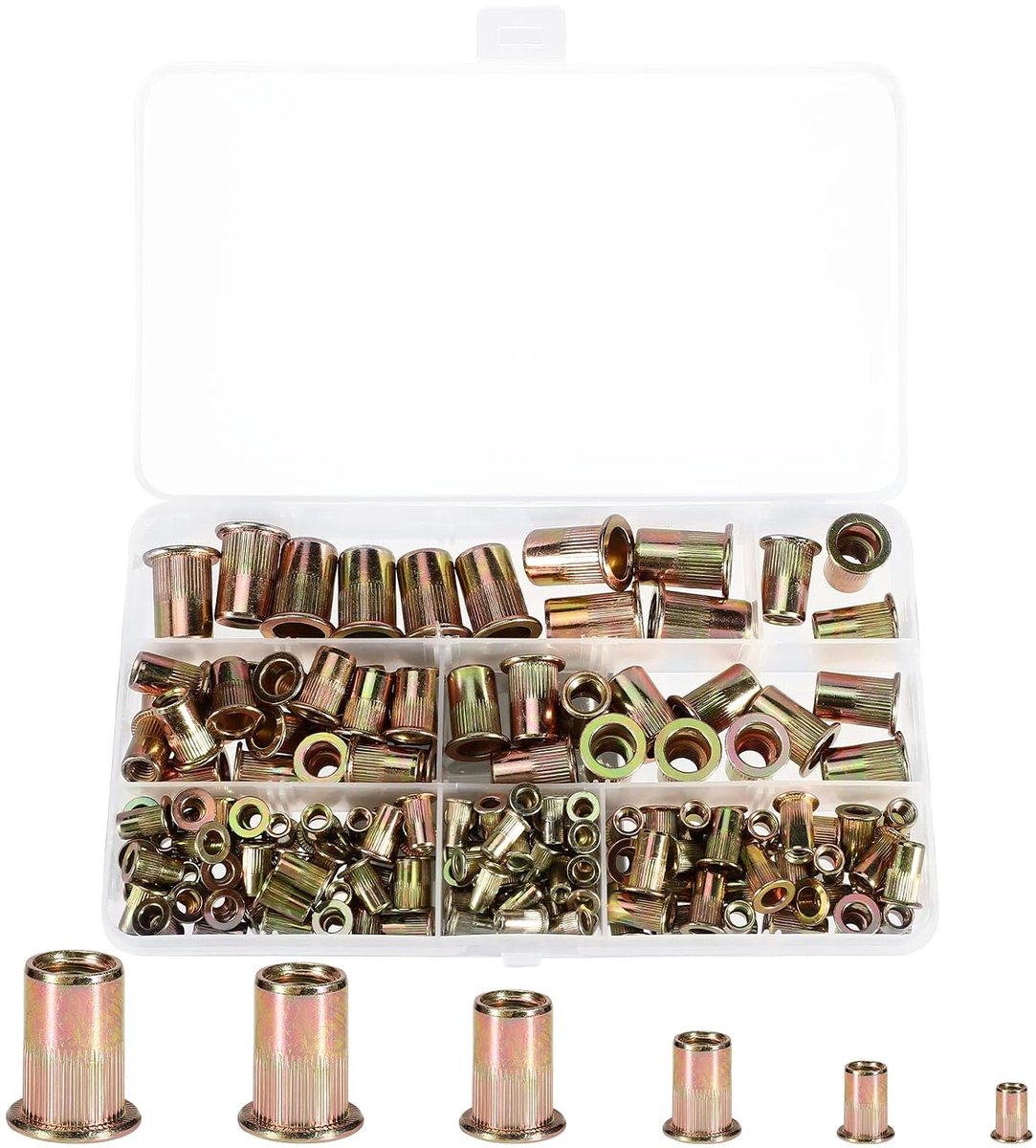 Rivet Nuts Set 165-delig - M3, M4, M5, M6, M8, M10 - Gegalvaniseerd staal - Duurzaam en corrosiebestendig - ShopVlot