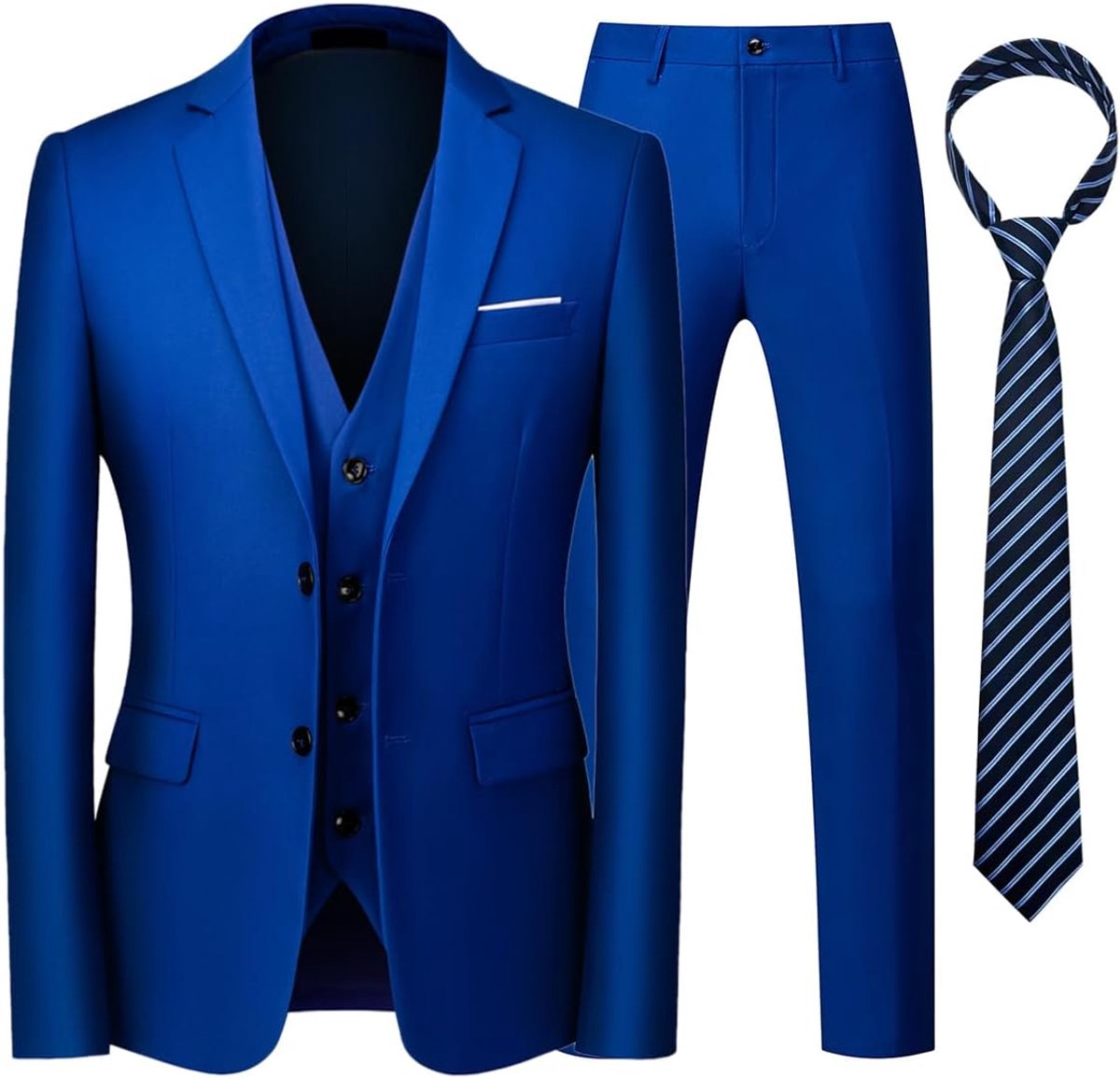 Herenkostuum 3 delig XXL - Blauw Juweel - Slim fit - Perfect voor bruiloften - ShopVlot