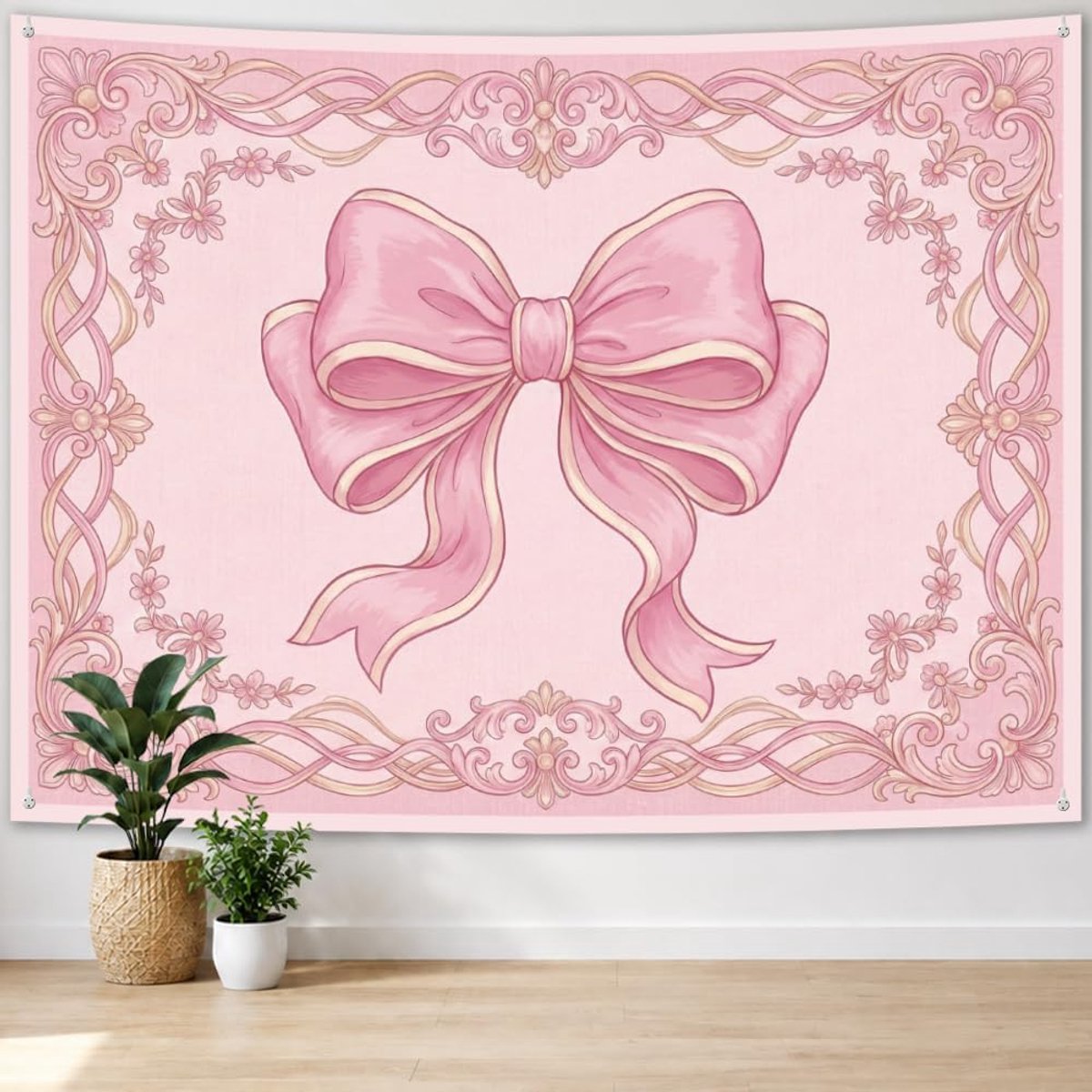 Achtergrondtapijt 80 x 120 cm - Polyester - Roze strikpatroon - Perfect voor feesten - ShopVlot