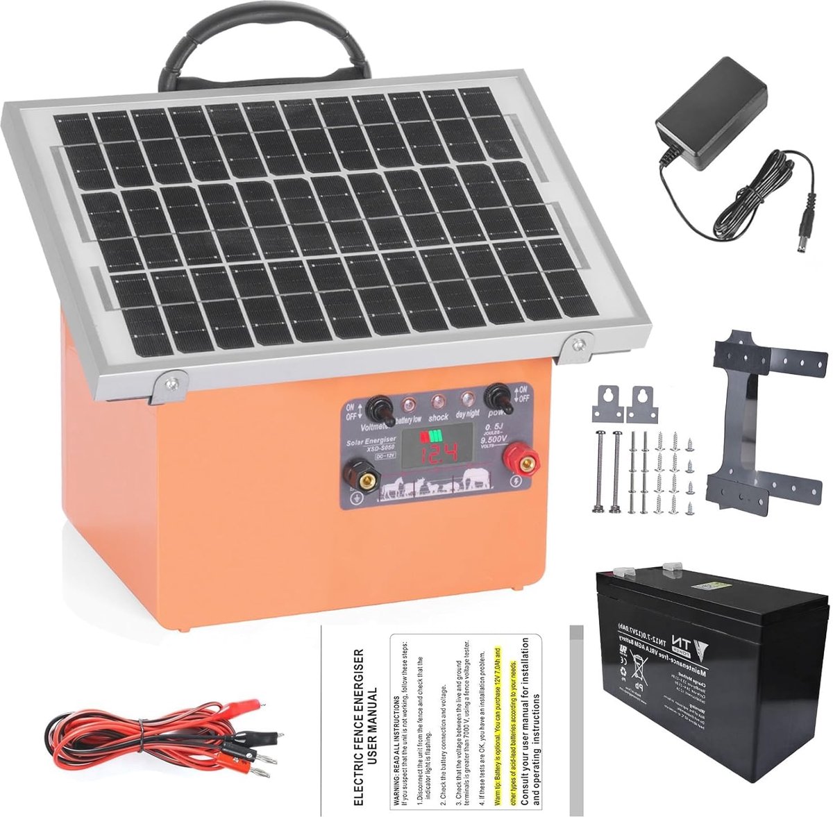 Elektrisch weidehek 32 km - 230 V met 5 W zonnepaneel - piekspanning 9500 V - duurzaam voor paarden en dieren - ShopVlot