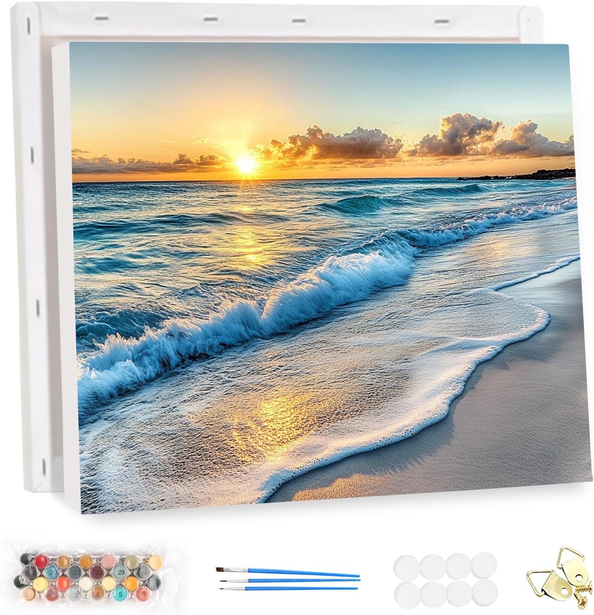 Paint by Numbers schilderen 40x30cm - landschap aan zee - compleet met frame - creatieve ontspanning voor beginners - ShopVlot
