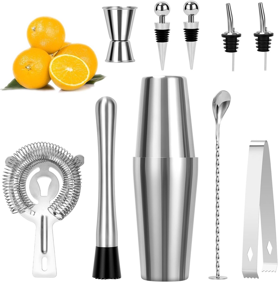 Cocktailshaker set 10-delig - RVS professionele bartenderset - Compleet voor bar en feest - ShopVlot
