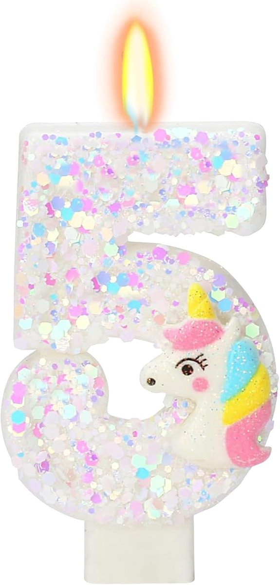 DazzJoy Unicorn Birthday Candles Numbers 5, Unicorn Candle 5th Birthday Girls, Unicorn Birthday Candle 5 Years - ShopVlot