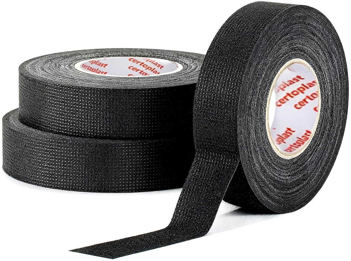 Zelfklevende stoffen tape 19 mm x 25 m, extra sterk en slijtvast, ideaal voor kabels, geluiddempend en veelzijdig gebruik