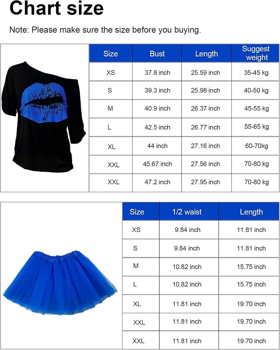 Complete kostuumaccessoiresset met T-shirt, tutu, haarband, oorbellen, ketting en beenwarmers voor feestjes en evenementen